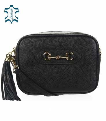 Small black leather crossbody handbag Alena