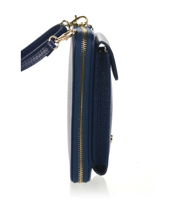Practical leather blue crossbody wallet with Michaela pocket