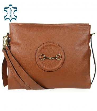 Brown leather handbag with Milly decoration