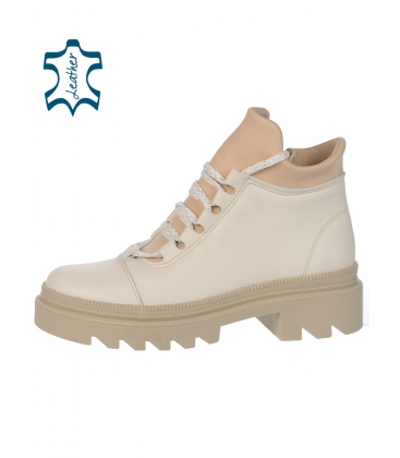 Beige sports ankle boots made of Z900 smooth leather