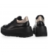  Black leather sneakers with a gold heel on a black sole DTE N1016