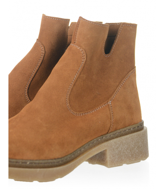 Cinnamon ankle boots made of brushed leather 5-1395-007