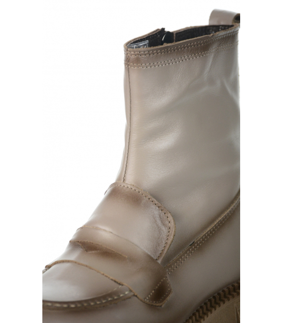 Grey-beige zip-up boots 232401