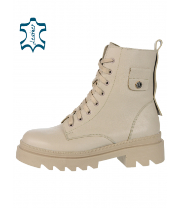 Beige insulated boots with logo OL 5-1147-012 beige