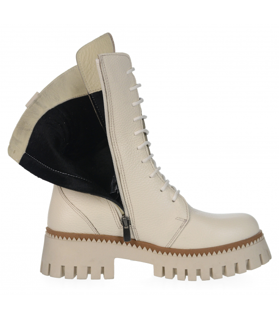 Beige ankle boots with logo OLIVIA 10182