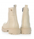 Beige smooth leather ankle boots with stitched upper 10281