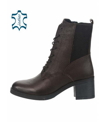 Brown leather boots with rubber DKO231353