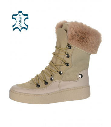 Beige insulated snow boots 5-0464-030