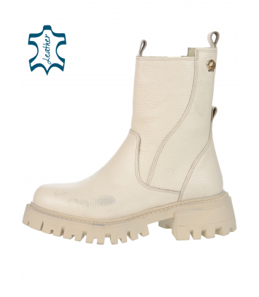 Beige ankle boots with logo OL 10355 beige lot goods
