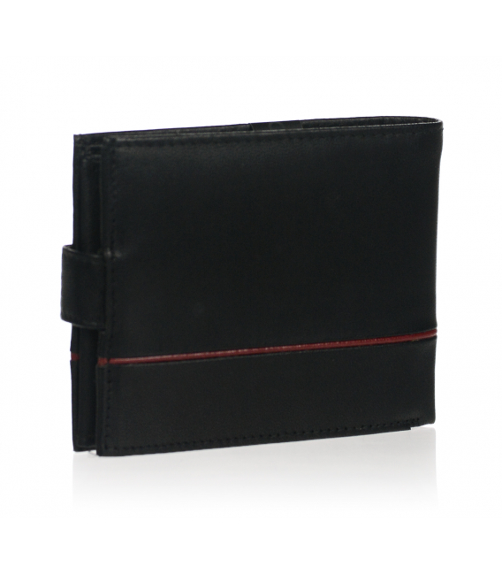 Men's leather black wallet with red stripe GROSSO TM-100R-032black/red