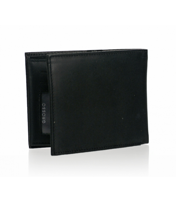 Men's black leather basic wallet GROSSO TM-34R-033