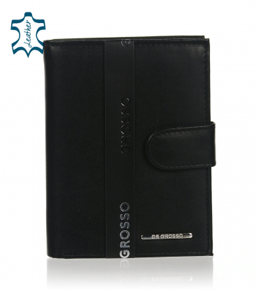 Men's black leather basic wallet GROSSO TM-34R-123