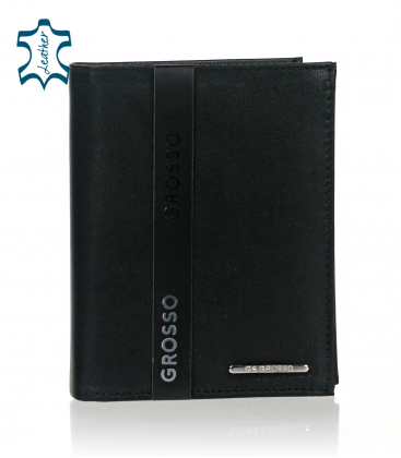 Men's black leather basic wallet GROSSO TM-34R-123 A