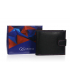 Men's black leather wallet with blue-red stitching GROSSO 03
